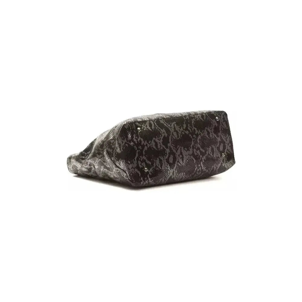 Pompei Donatella Gray Leather Women Shoulder Bag Pompei Donatella Dark Slate Gray