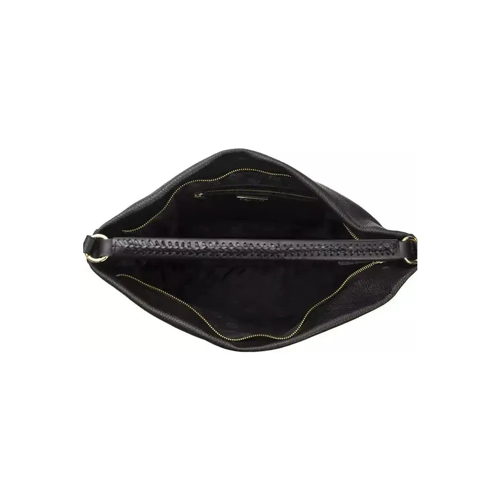 Pompei Donatella Black Leather Women Shoulder Bag Pompei Donatella