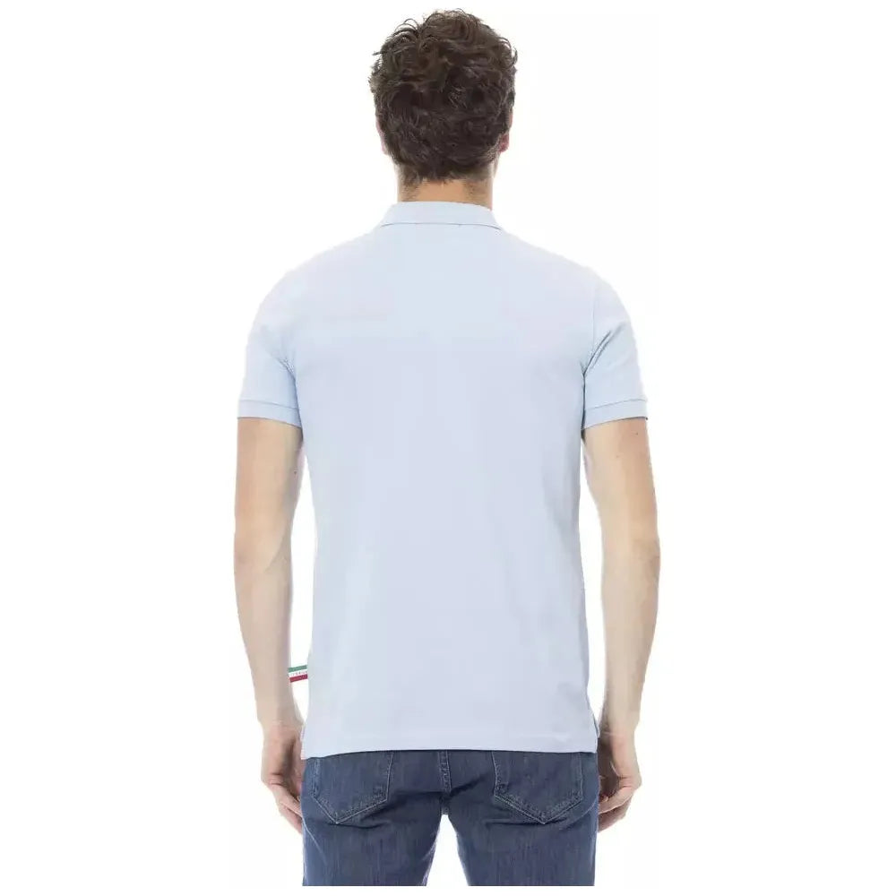 Baldinini Trend Light Blue Cotton Men Polo Baldinini Trend