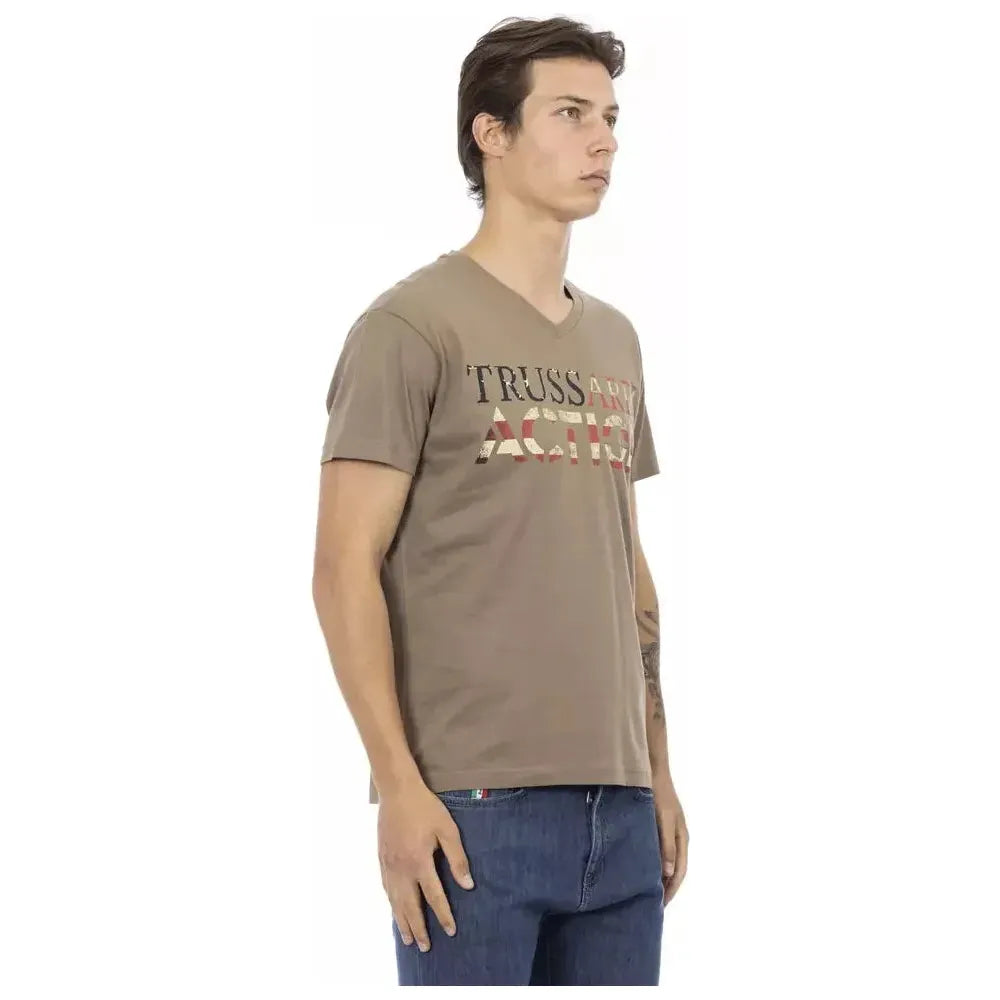 Trussardi Action Brown Cotton Men T-Shirt Trussardi Action