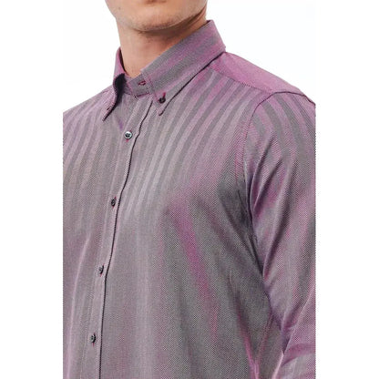 Bagutta Burgundy Cotton Men Shirt