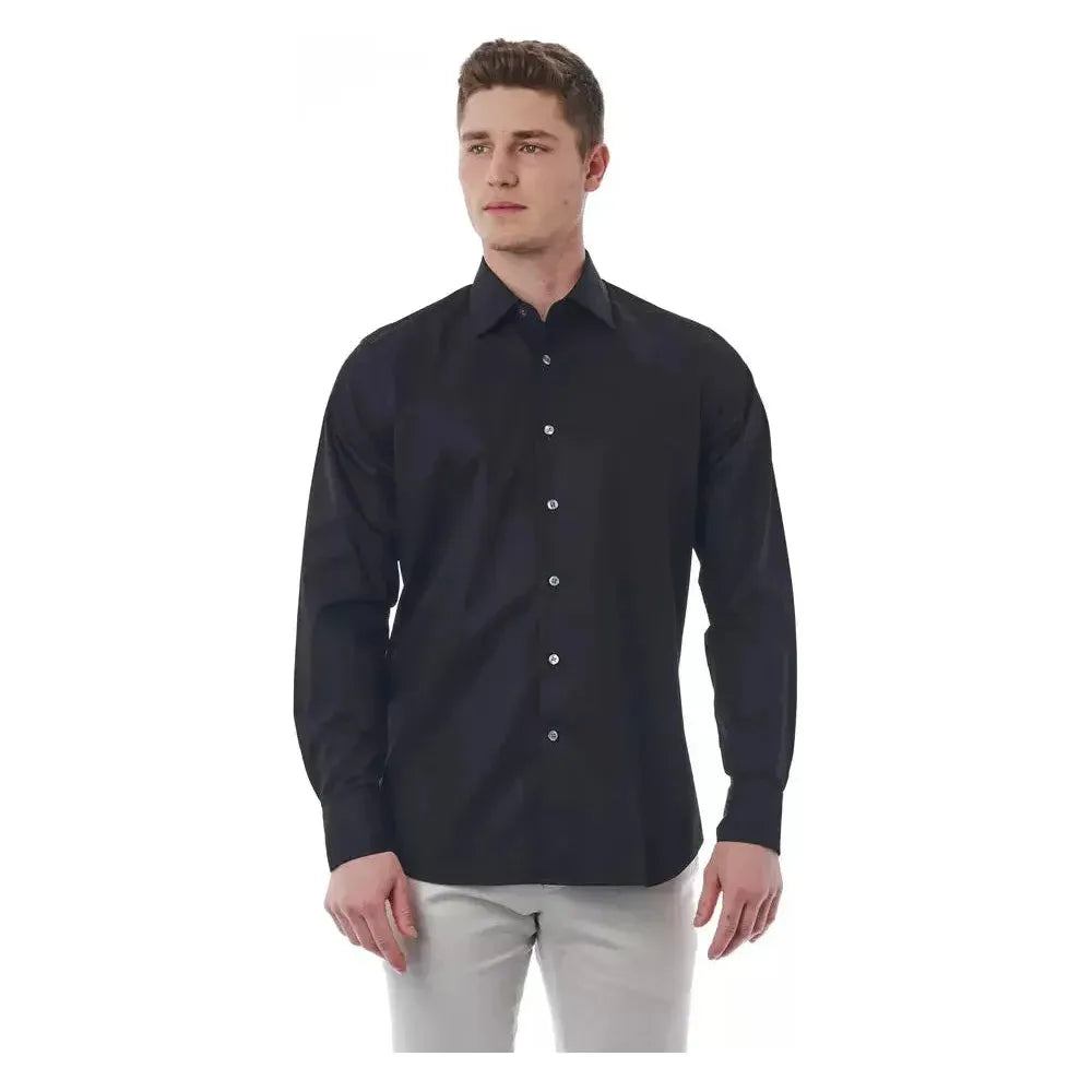 Bagutta Black Cotton Men Shirt Bagutta