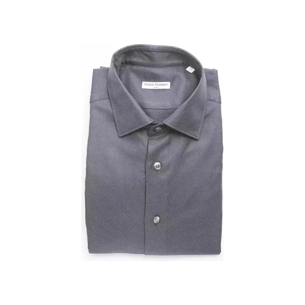 Robert Friedman Blue Cotton Men's Slim Shirt Robert Friedman