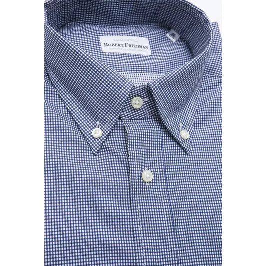 Robert Friedman Blue Cotton Men Shirt Robert Friedman