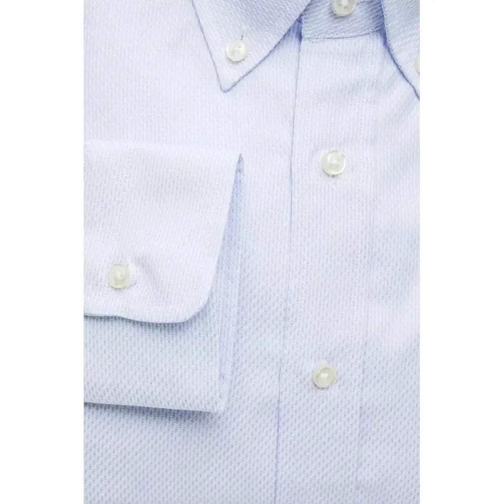 Robert Friedman Light Blue Cotton Men Shirt Robert Friedman