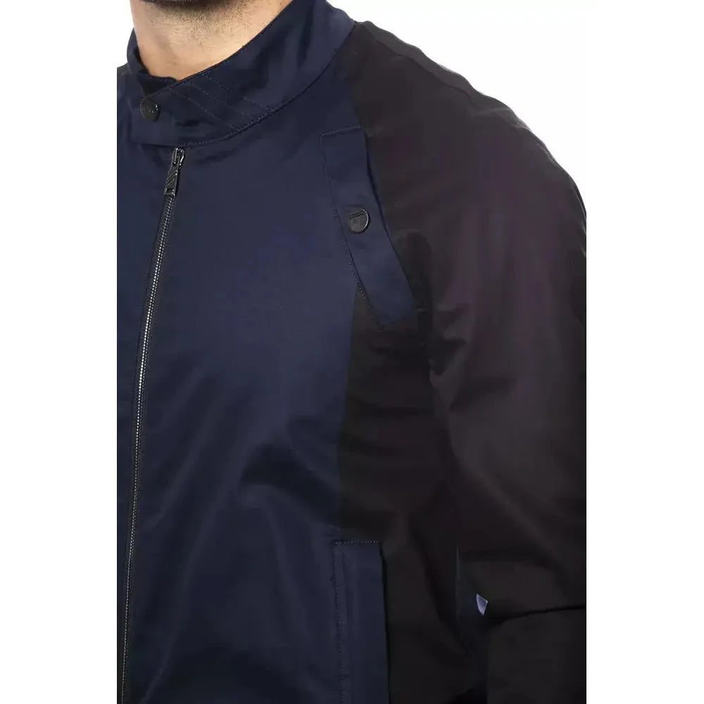 Verri Blue Cotton Men Bomber Jacket Coats & Jackets Verri