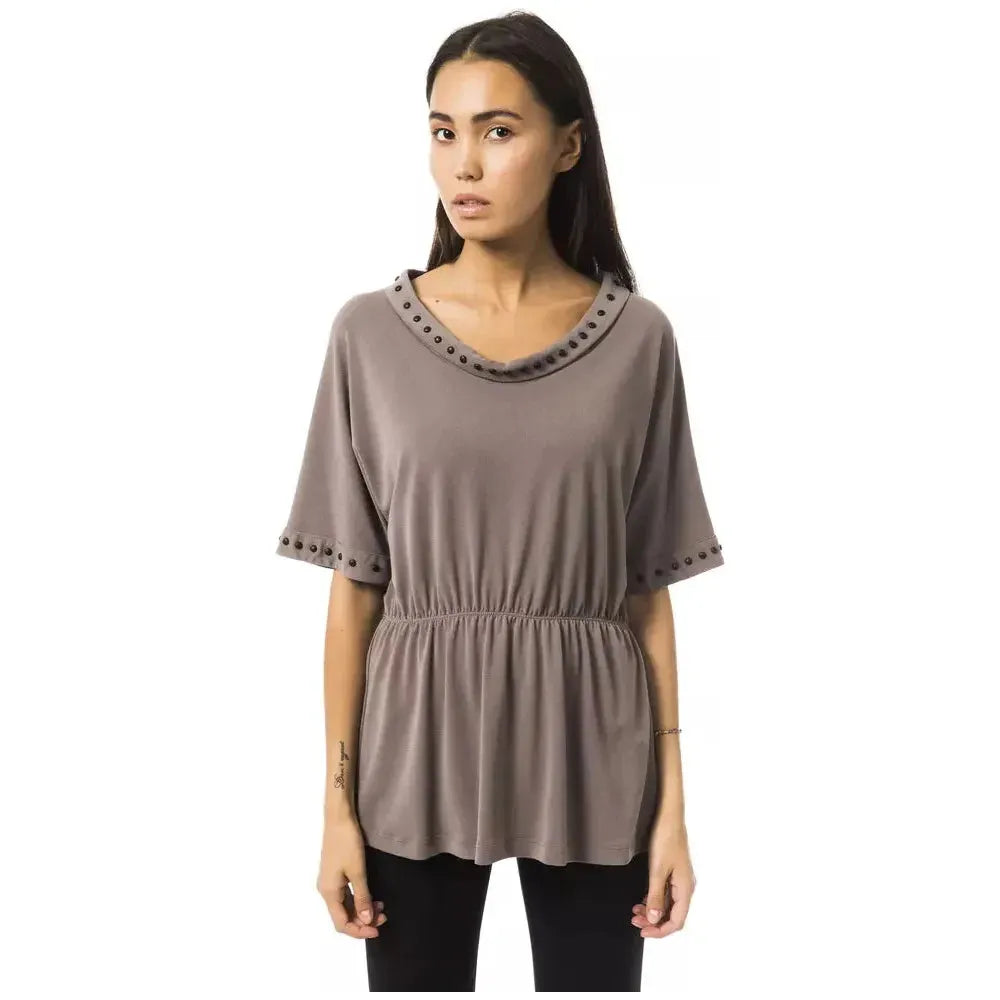 BYBLOS Gray Polyester Women T-Shirt BYBLOS Dim Gray