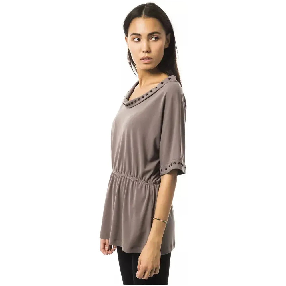 BYBLOS Gray Polyester Women T-Shirt BYBLOS Dim Gray