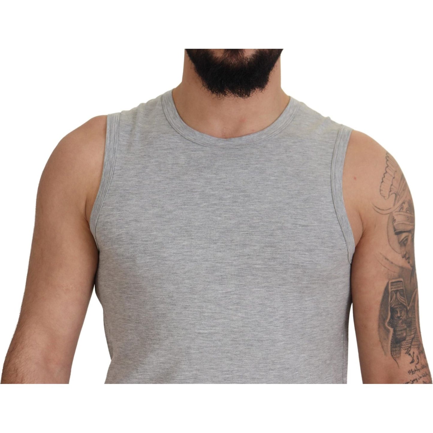 Ermanno Scervino Grey Sleeveless Men Pullover T-shirt