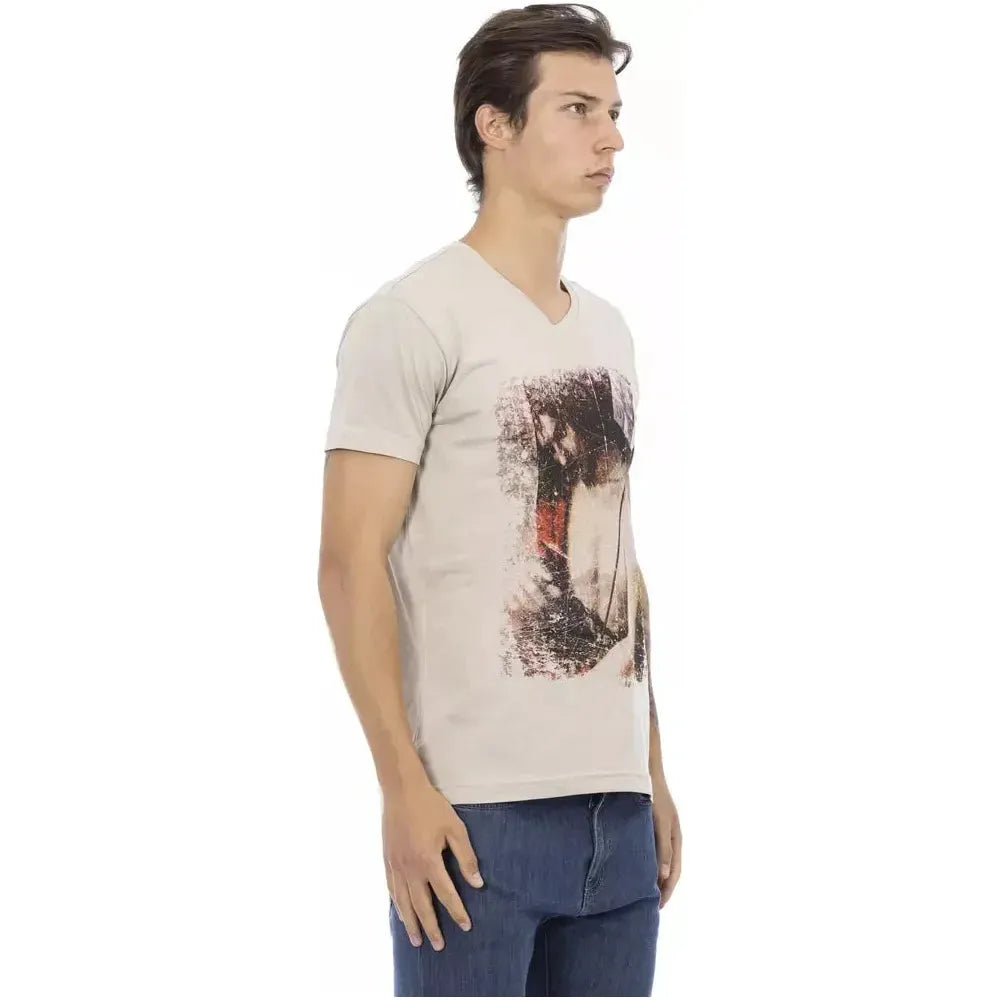 Trussardi Action Beige Cotton Men T-Shirt