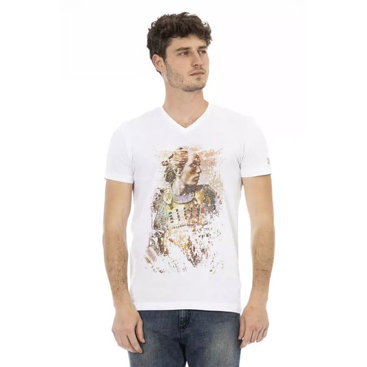 تي شيرت Trussardi Action الأنيق بأكمام قصيرة ورقبة على شكل حرف V