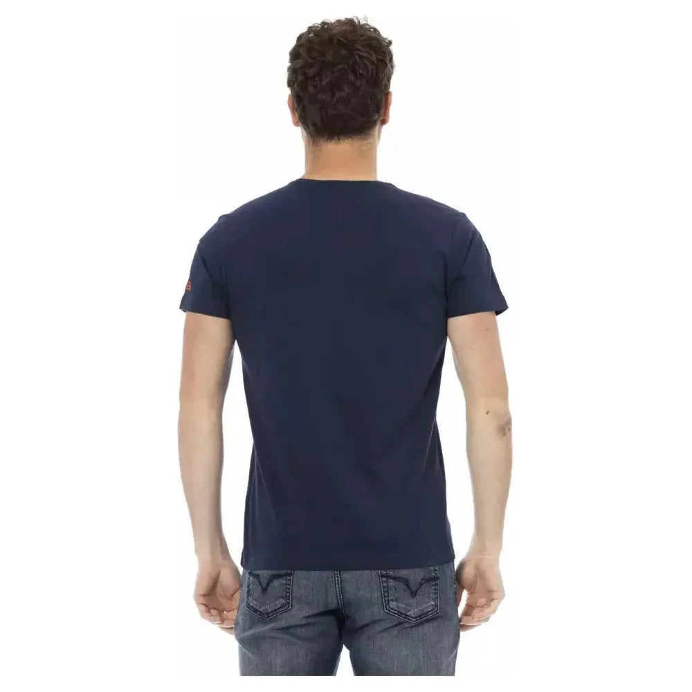 تي شيرت رجالي من القطن باللون الأزرق من Trussardi Action