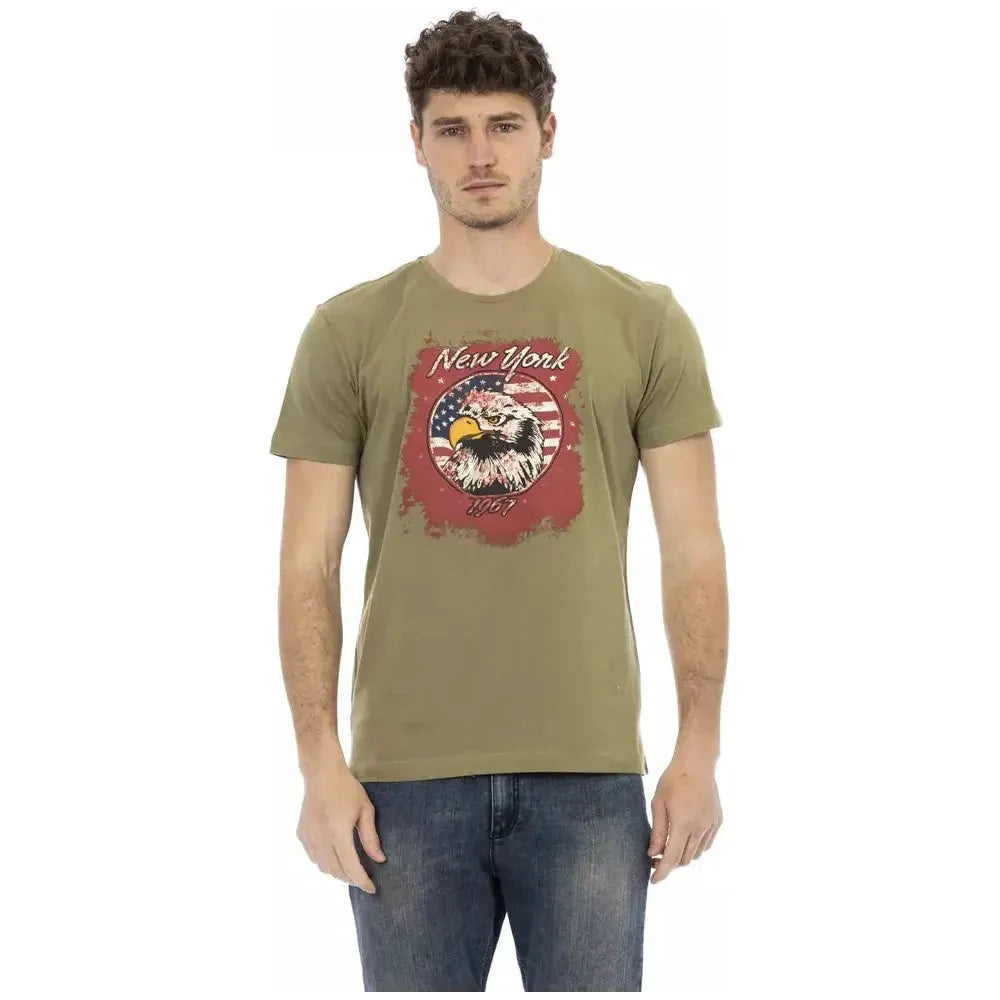 Trussardi Action Green Cotton Men T-Shirt Trussardi Action