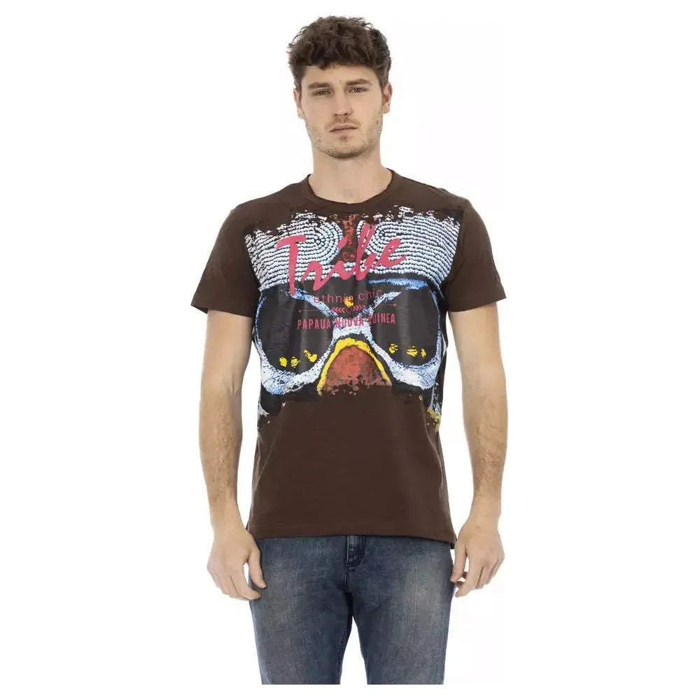 Trussardi Action Brown Cotton Men T-Shirt