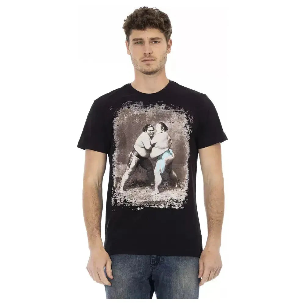 Trussardi Action Black Cotton Men T-Shirt Trussardi Action