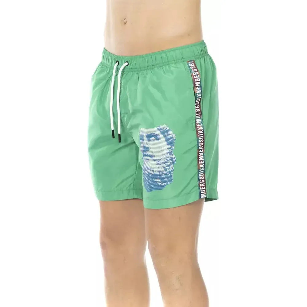 Bikkembergs Green Polyester Men Swim Short Bikkembergs