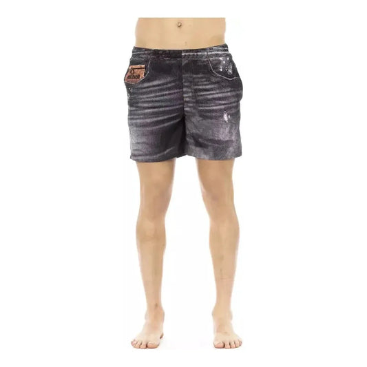 Just Cavalli Black Polyester Men Swim Short Just Cavalli