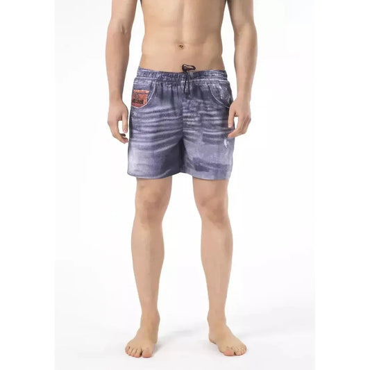 Just Cavalli Blue Polyester Men Swimwear Just Cavalli