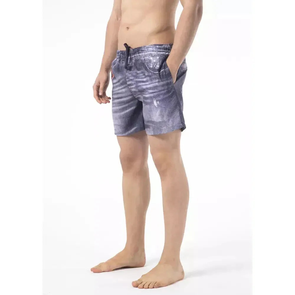 Just Cavalli Blue Polyester Men Swimwear Short