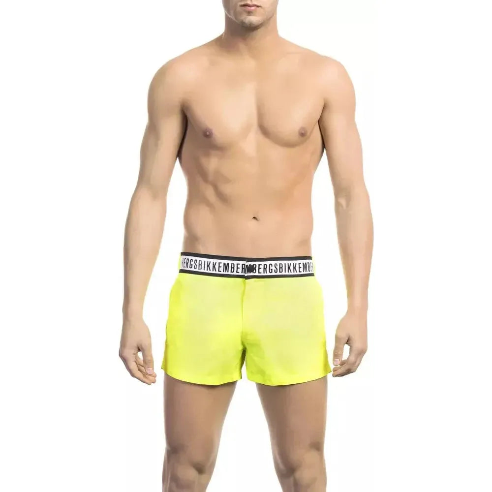 Bikkembergs Yellow Polyamide Men Swim Short Bikkembergs Tan