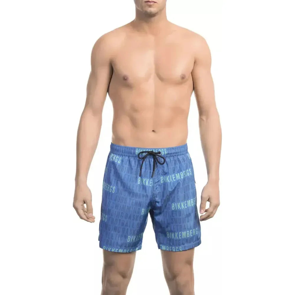 Bikkembergs Blue Polyester Men Swim Shorts Bikkembergs