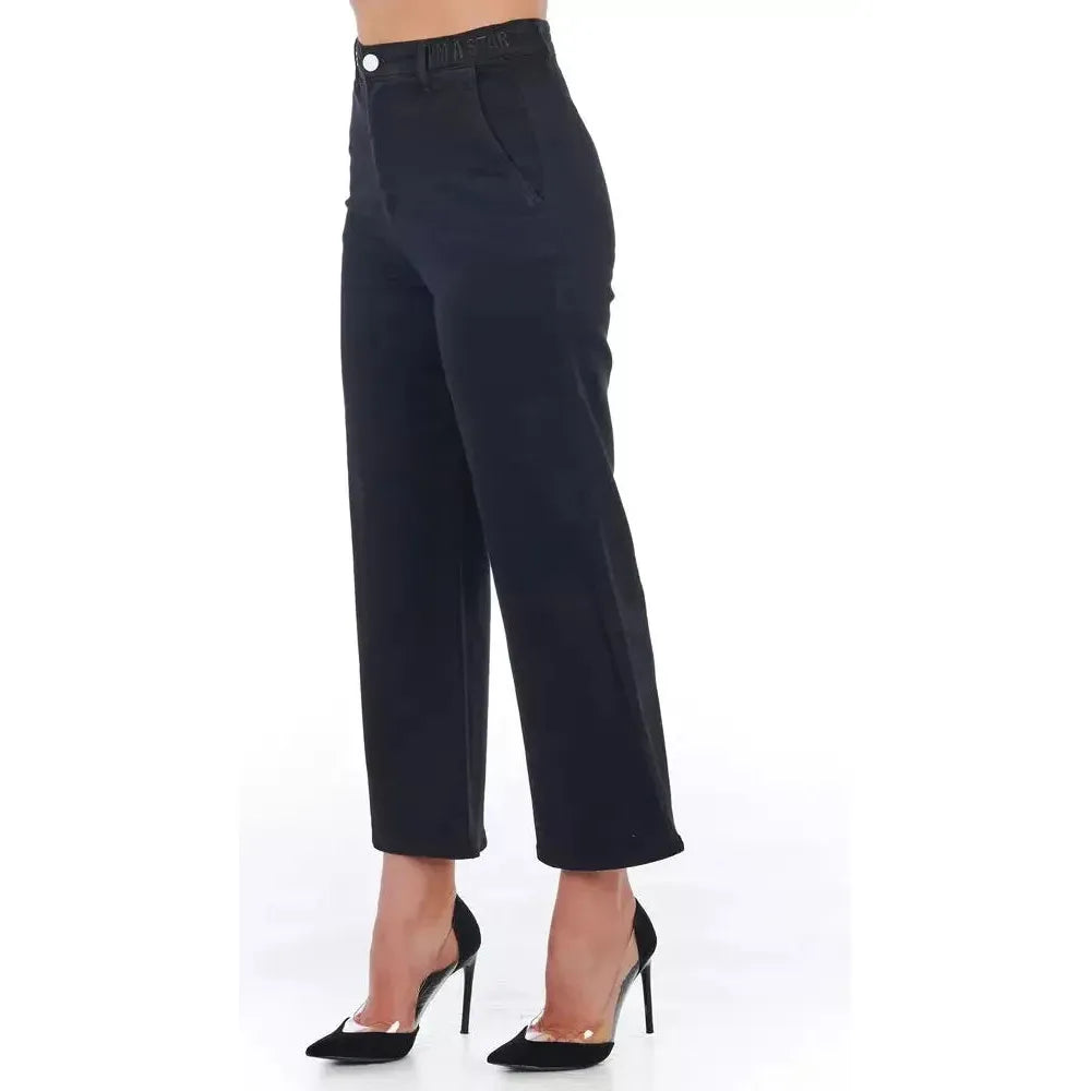 Frankie Morello Black Cotton Women Cropped Pant Frankie Morello