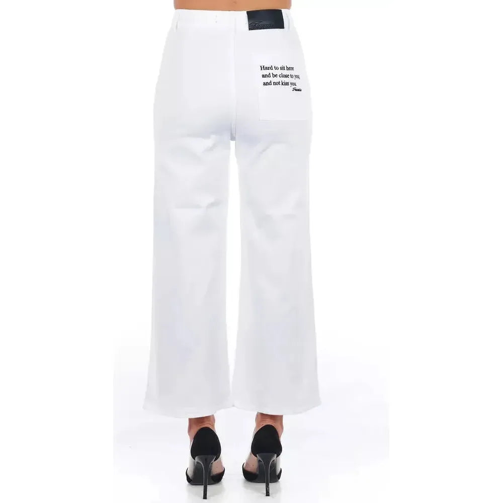 Frankie Morello White Cotton Women Cropped Trouser