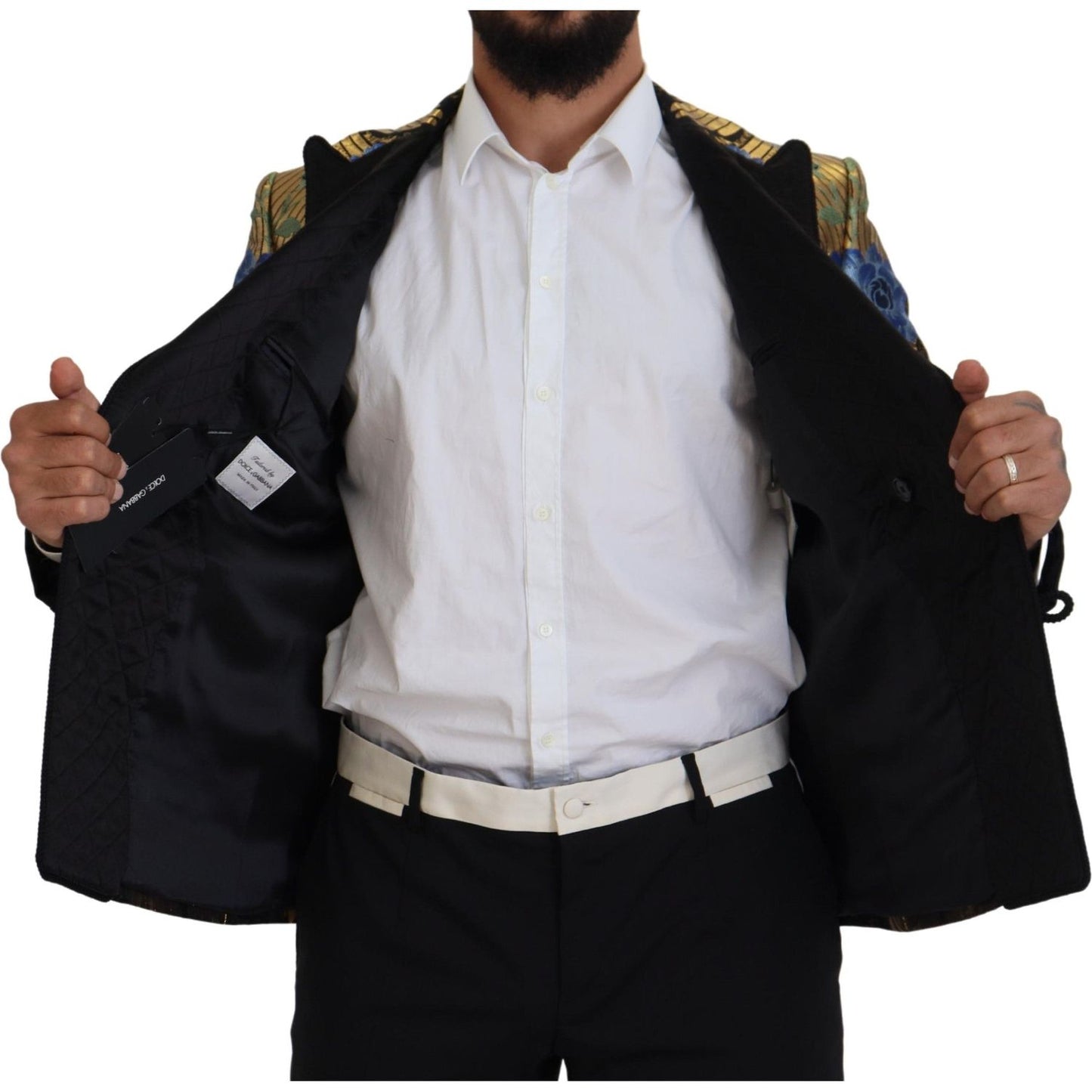 Dolce & Gabbana Gold Lurex Double Breasted Jacket Blazer