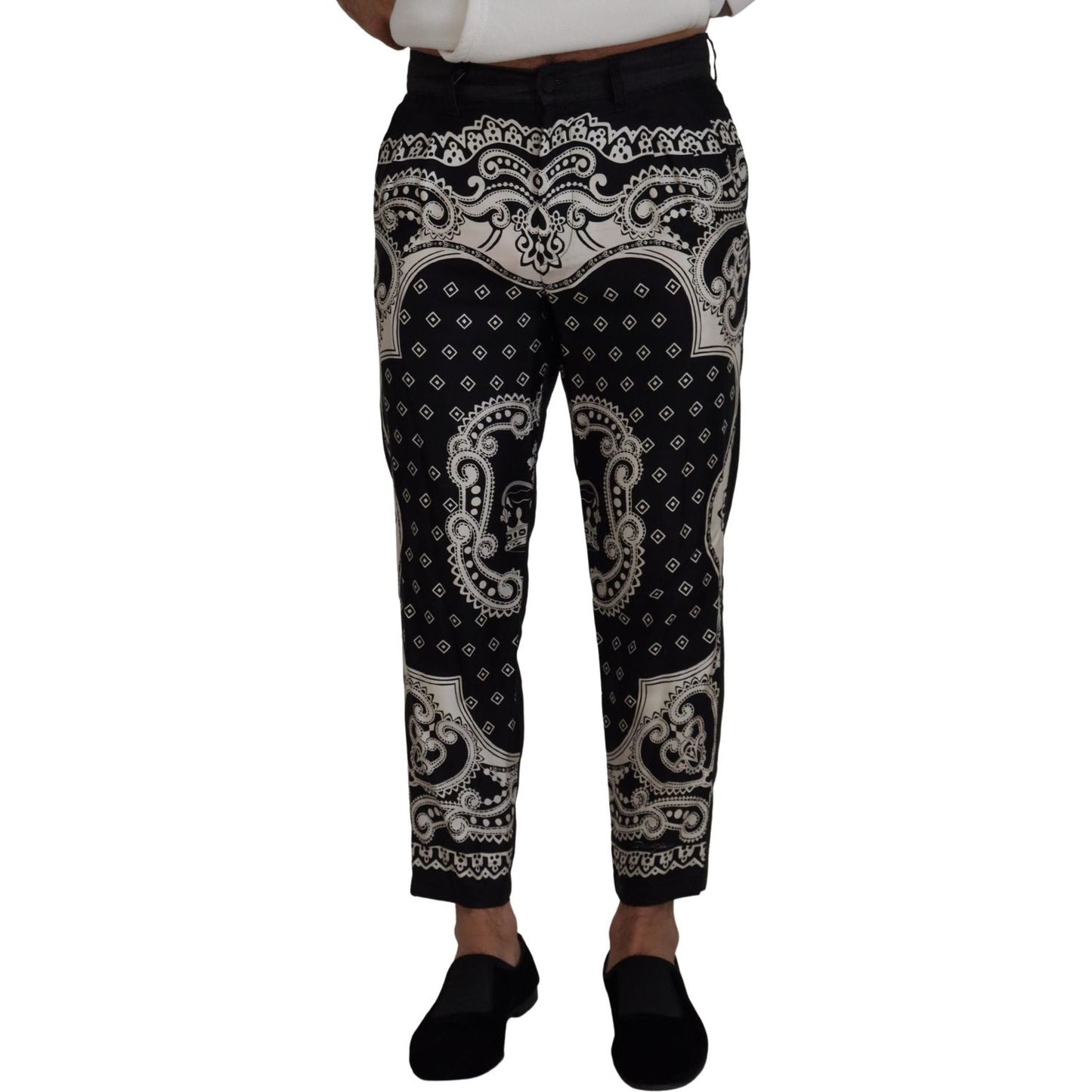 Dolce & Gabbana Black Silk Bandana Print Pants