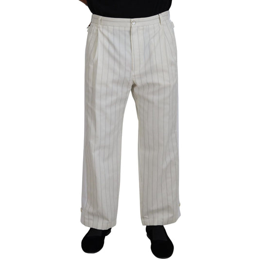 Dolce & Gabbana Elegant White Striped MainLine Trousers Dolce & Gabbana