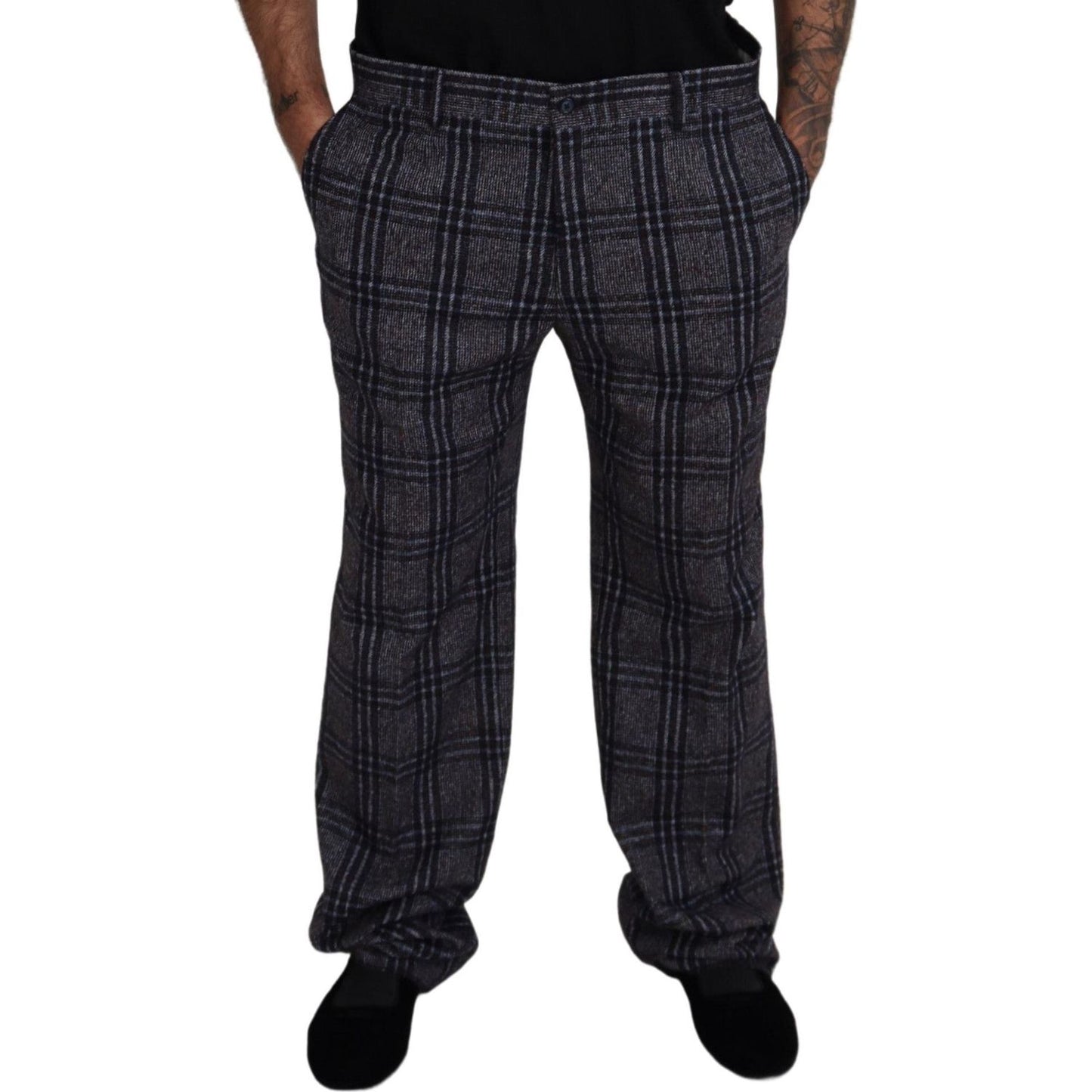 Dolce & Gabbana Elegant Gray Checkered Alpaca Blend Pants Dolce & Gabbana