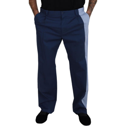 Dolce & Gabbana Blue Cotton Straight Fit Pants