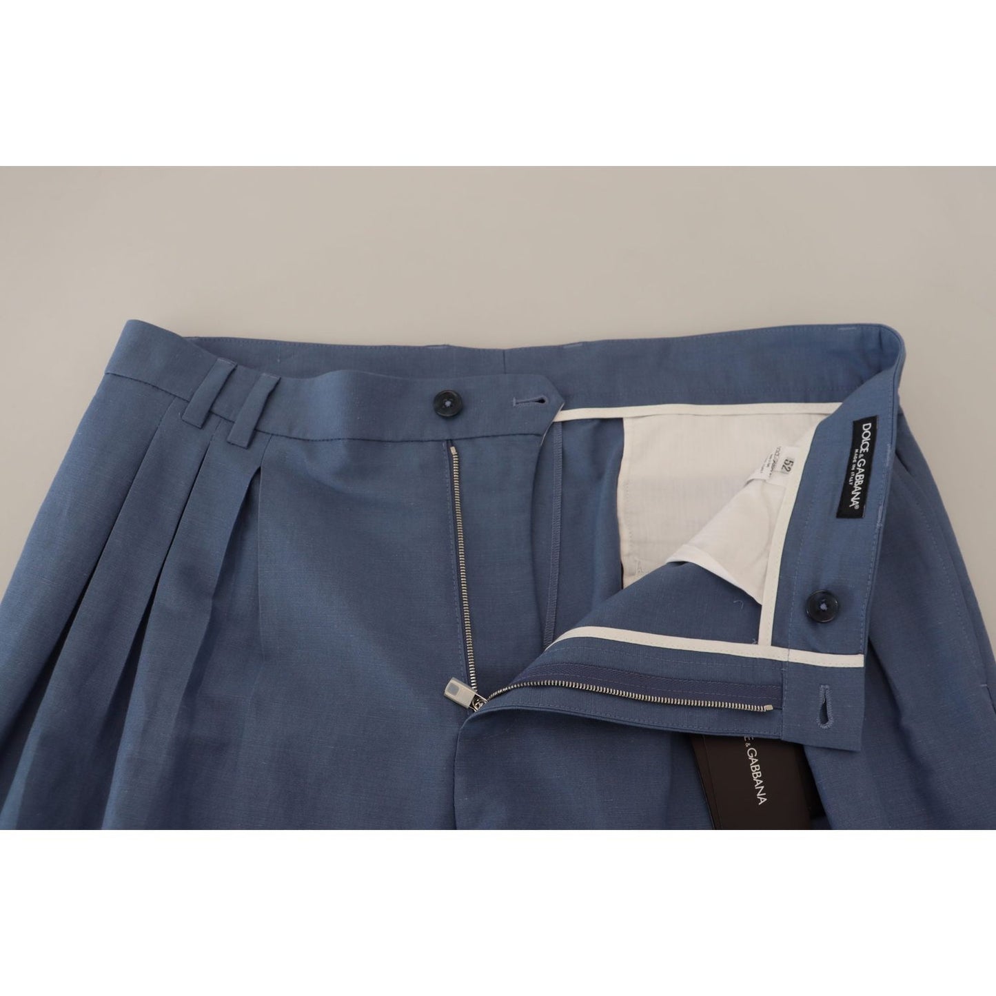 Dolce & Gabbana Elegant Blue Linen-Cotton Pants Dolce & Gabbana