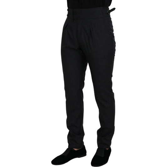 Dolce & Gabbana Elegant Dark Grey Wool Silk Pants Dolce & Gabbana