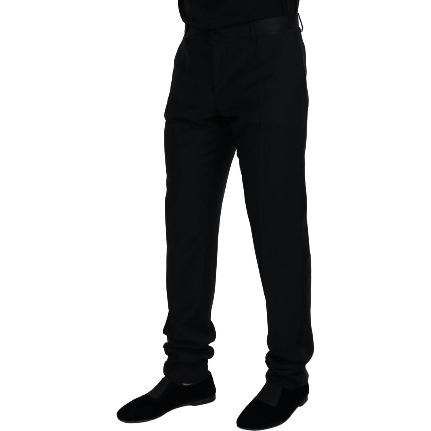 Dolce & Gabbana Black Wool Chino Formal Pants