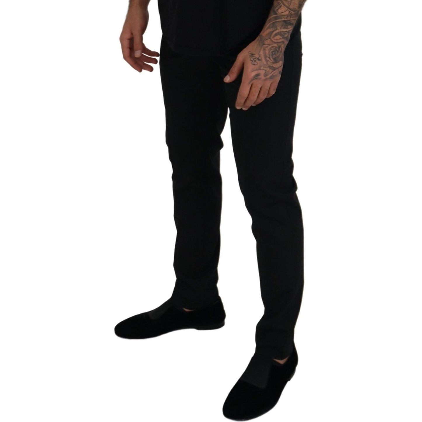 Dolce & Gabbana Black Polyester Chino Formal Pants