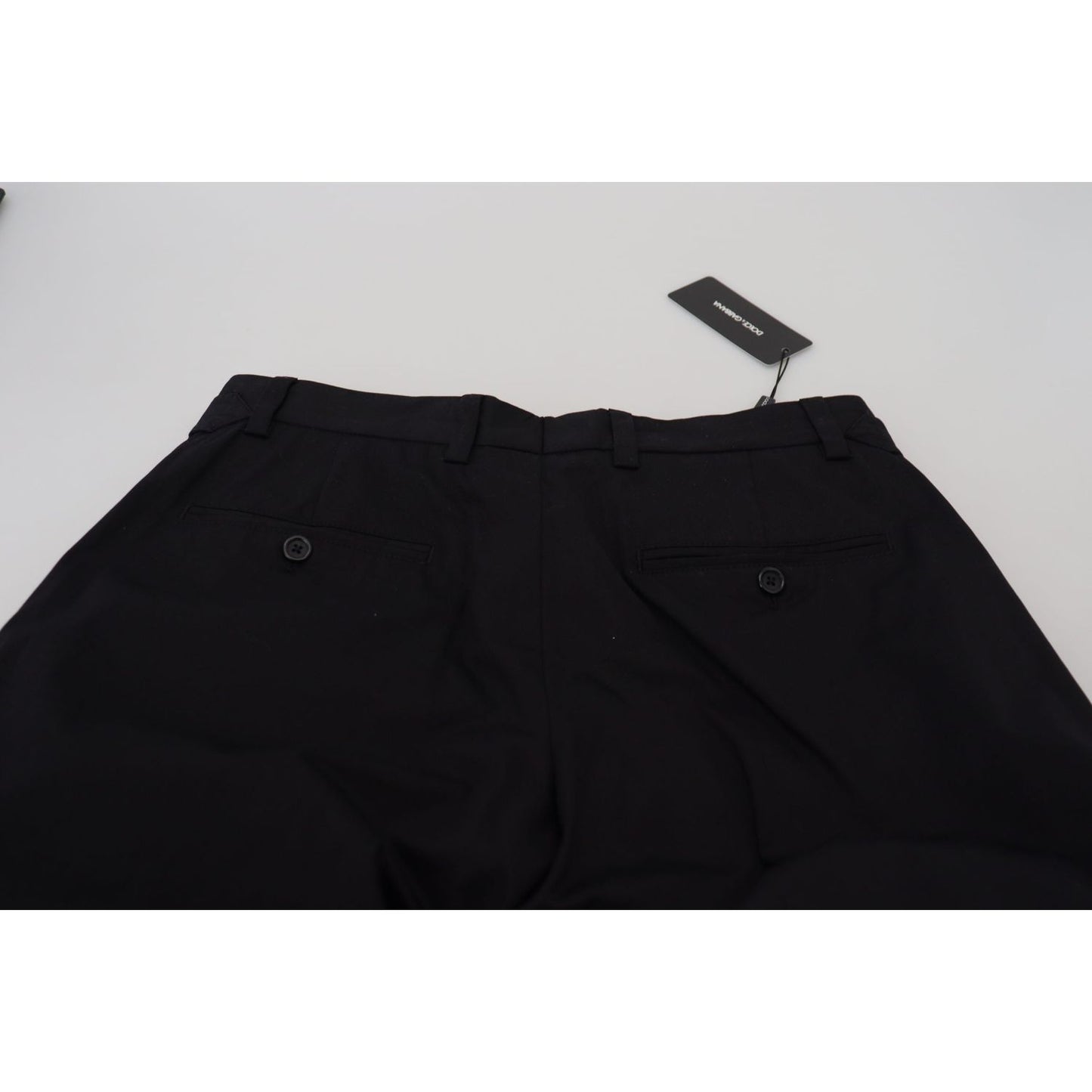 Dolce & Gabbana Sleek Black Italian Designer Pants with Side Buckle Dolce & Gabbana