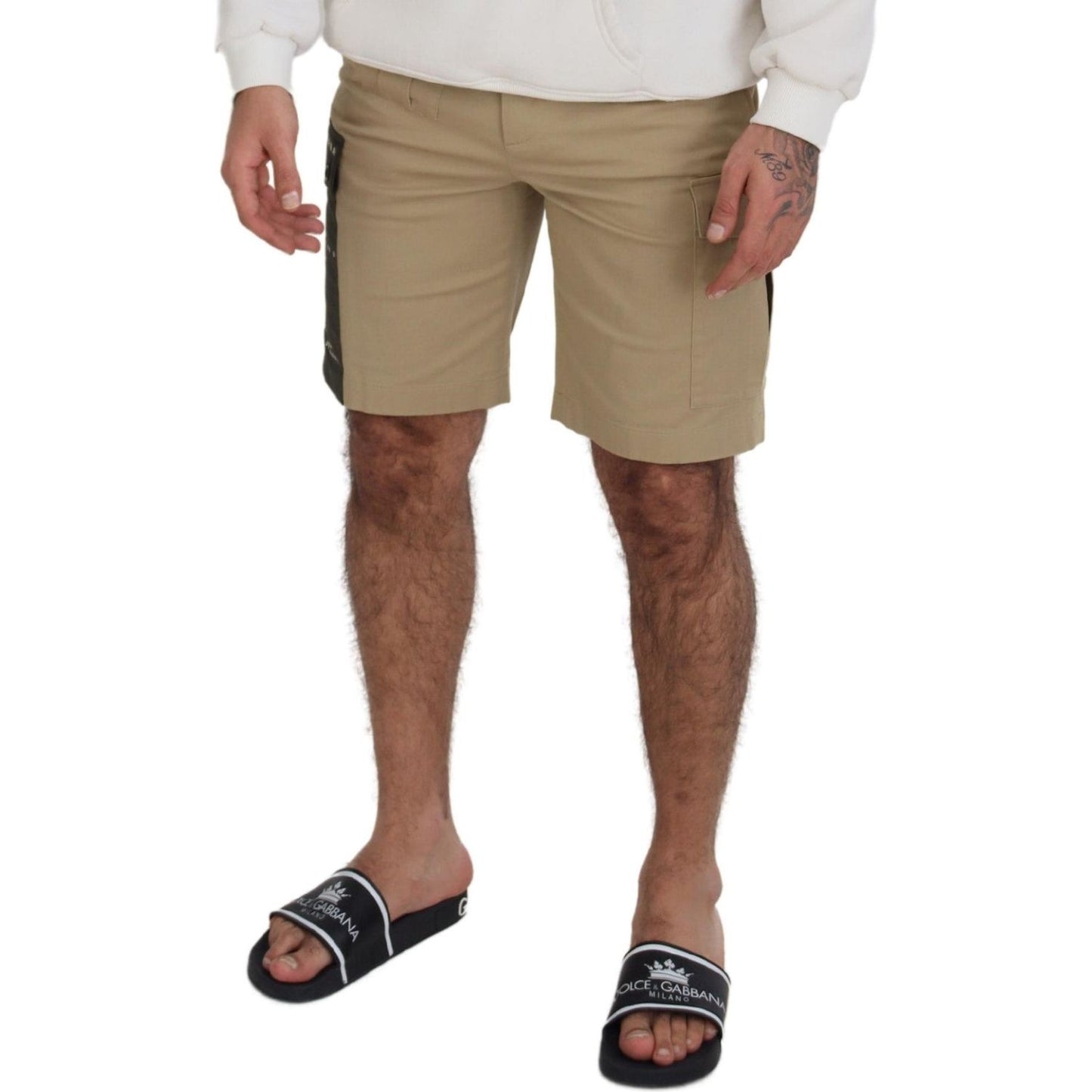 Dolce & Gabbana Elegant Beige Cotton Blend Designer Shorts Dolce & Gabbana