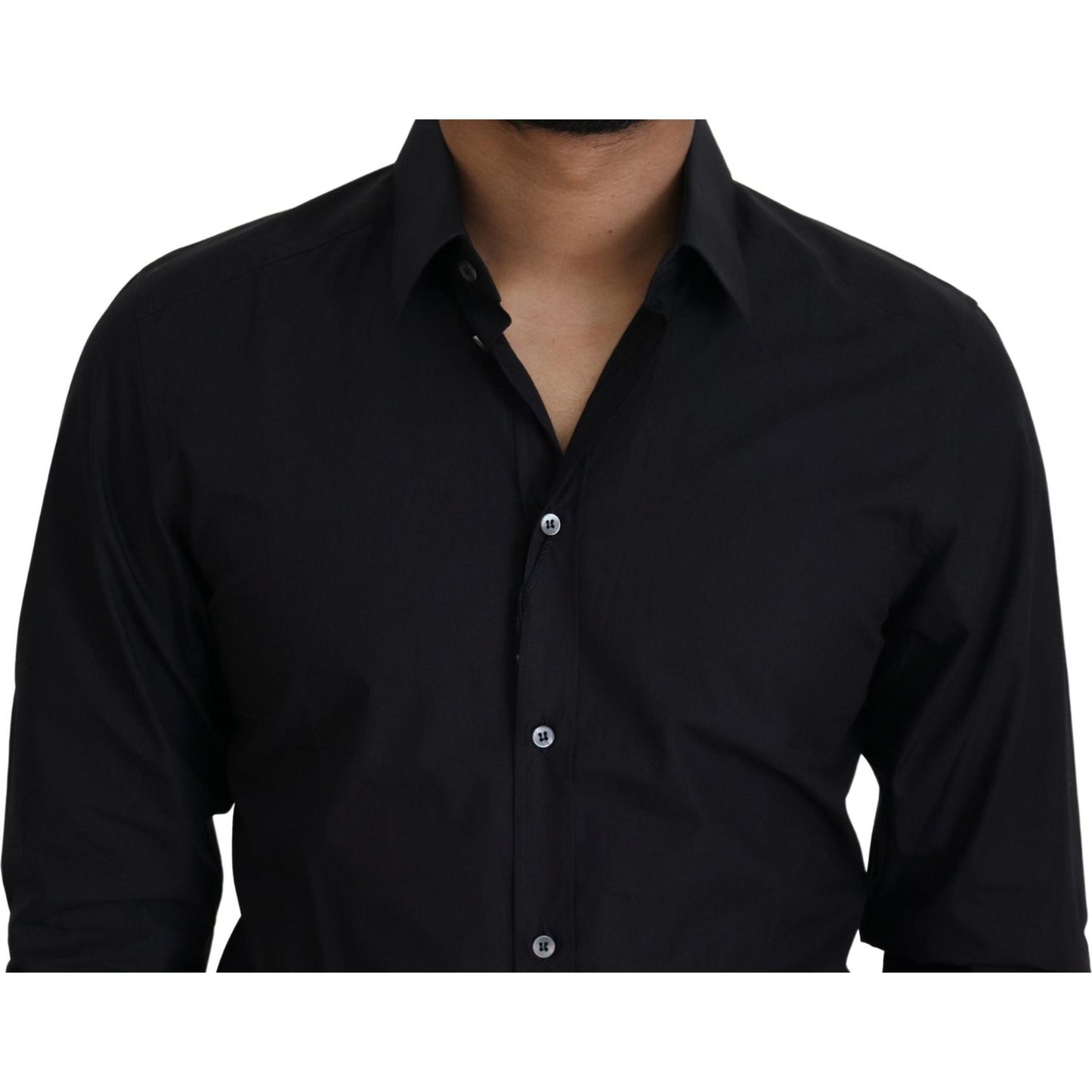 Dolce & Gabbana Elegant Slim Fit Black Cotton Dress Shirt Dolce & Gabbana