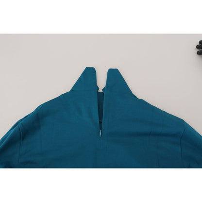 Dolce & Gabbana Blue Cotton Collared Slim Pullover Sweater