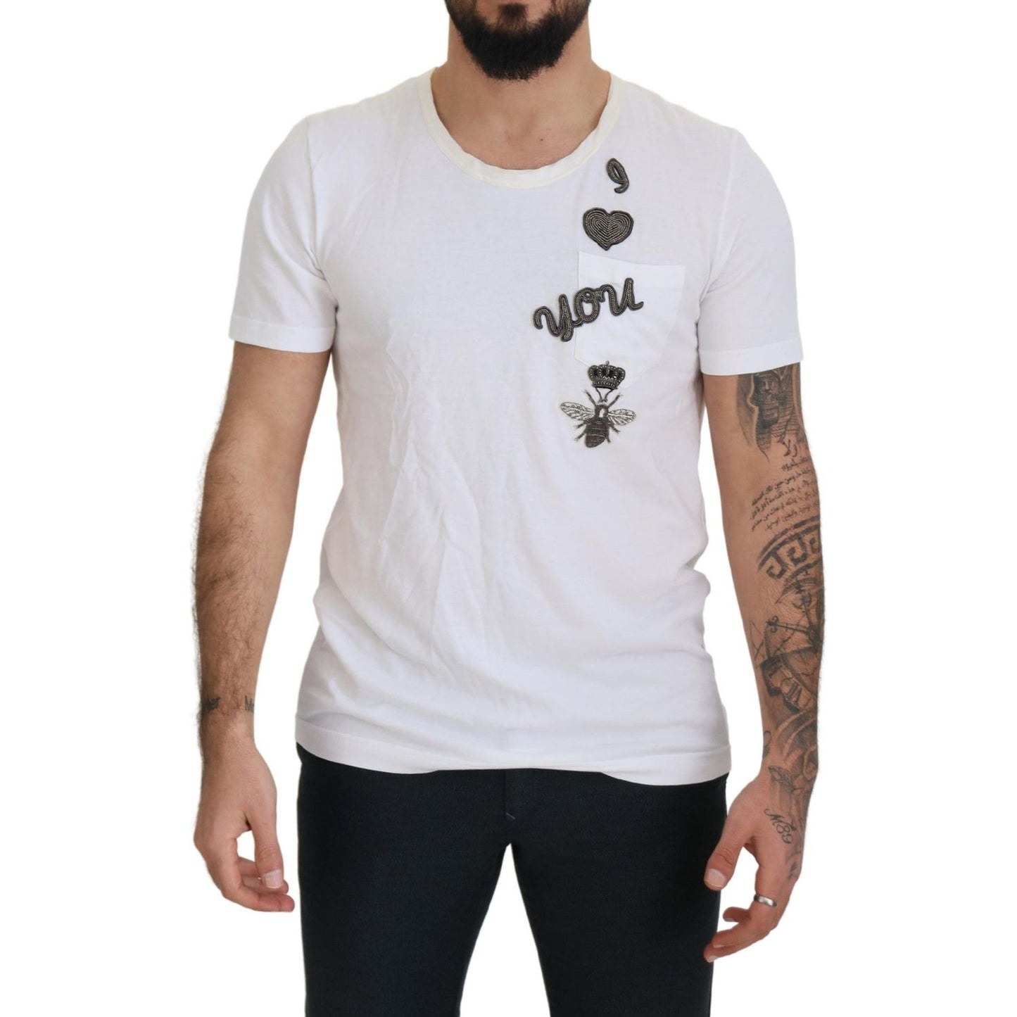 Dolce & Gabbana Elegant White Crewneck Cotton Silk Tee Dolce & Gabbana