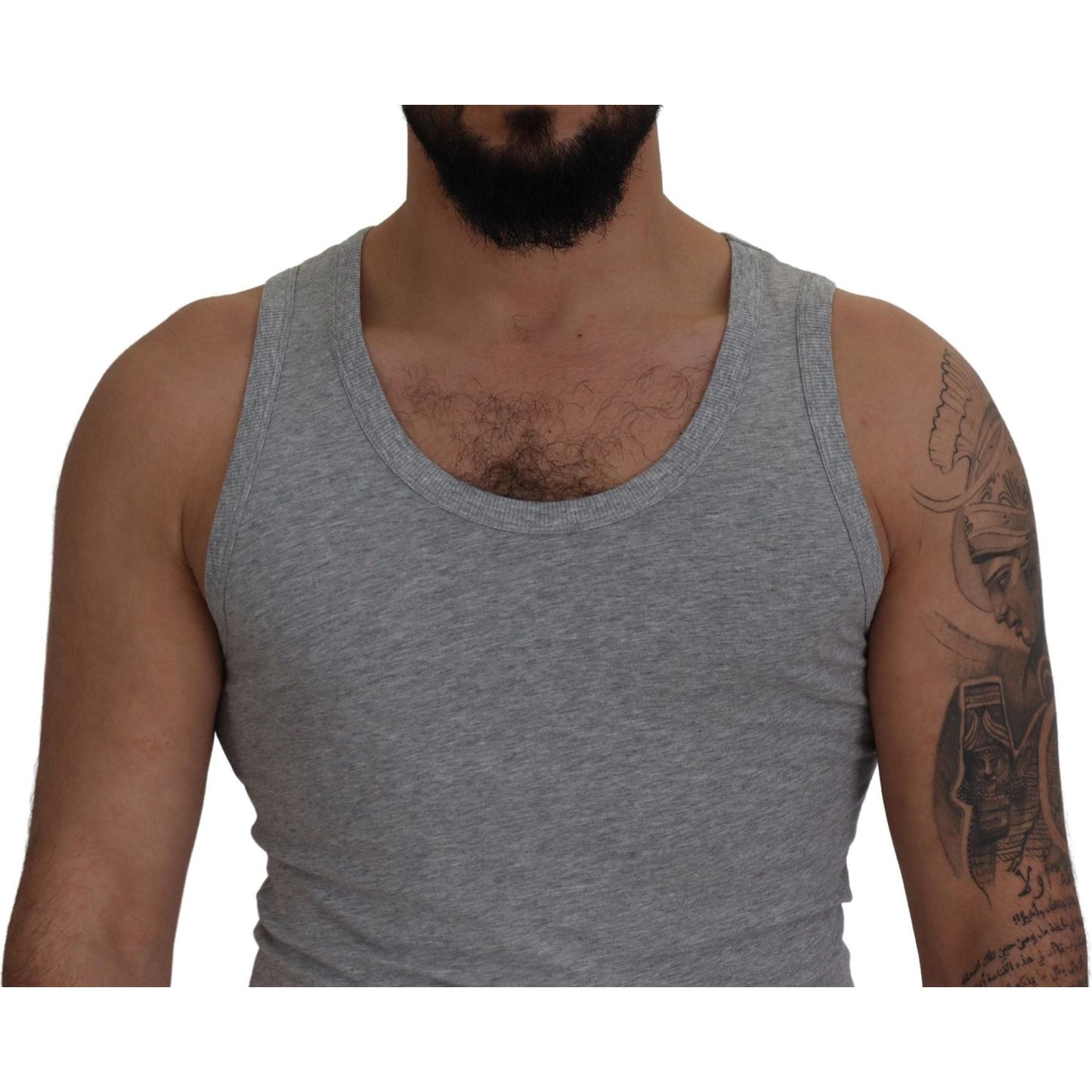 Dolce & Gabbana Sleek Sleeveless Grey Cotton Tank Top Dolce & Gabbana