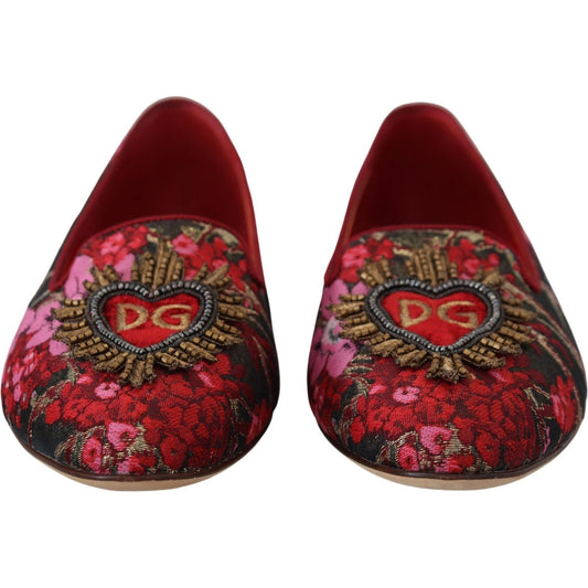 Dolce & Gabbana Multicolor Leather and Fabric Flats with Sacred Heart Patch Dolce & Gabbana