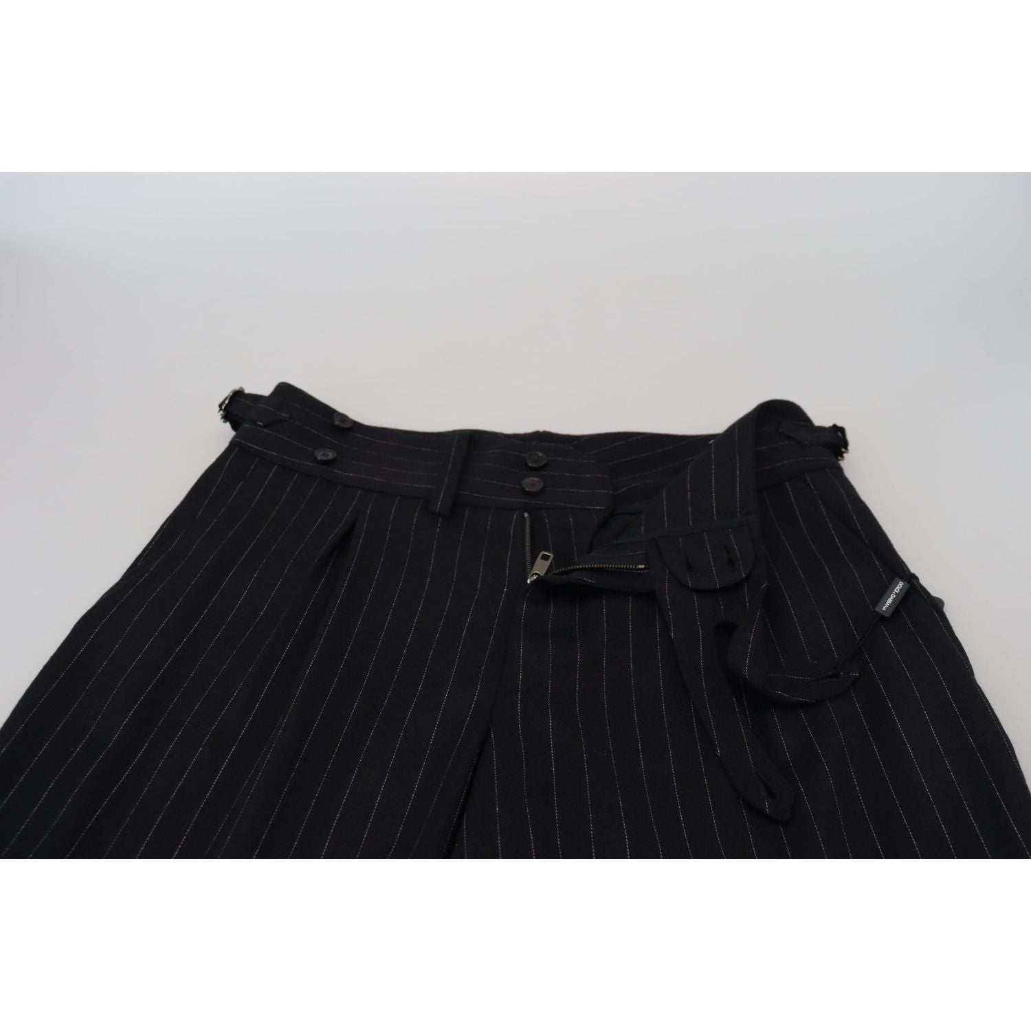 Dolce & Gabbana Black Wool Striped Chino Pants