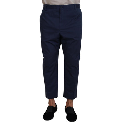 Dolce & Gabbana Blue Cotton Men Cropped Pants