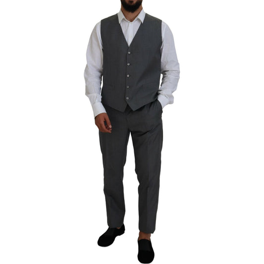 Dolce & Gabbana Sleek Silver Martini Slim Fit Three-Piece Suit Dolce & Gabbana