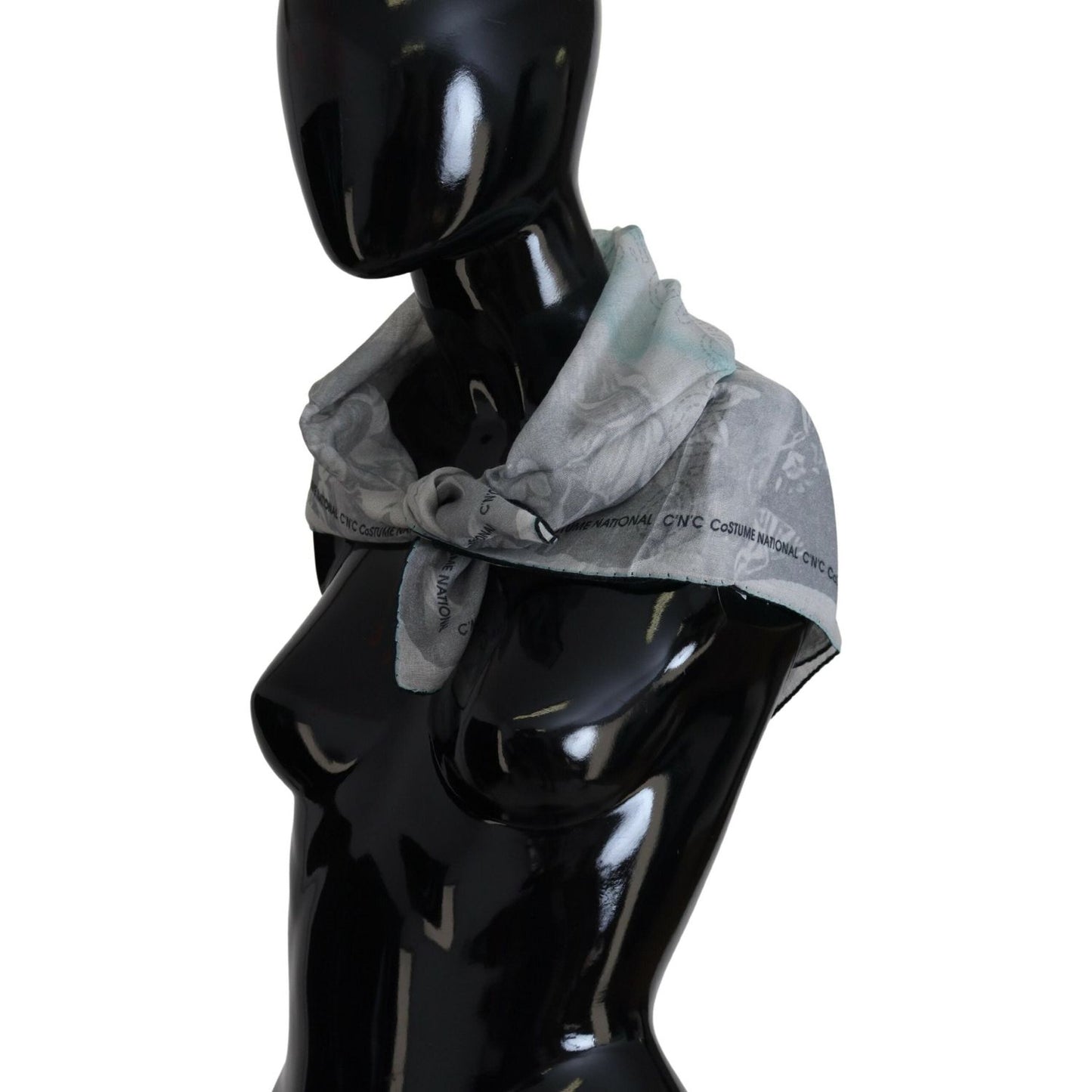 Costume National Elegant Grey Cotton Square Scarf Costume National