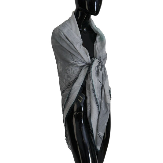 Costume National Chic Designer Grey Scarf with Fringes Costume National