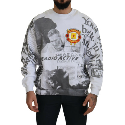 MSGM White Cotton Crewneck Pullover Sweatshirt Sweater