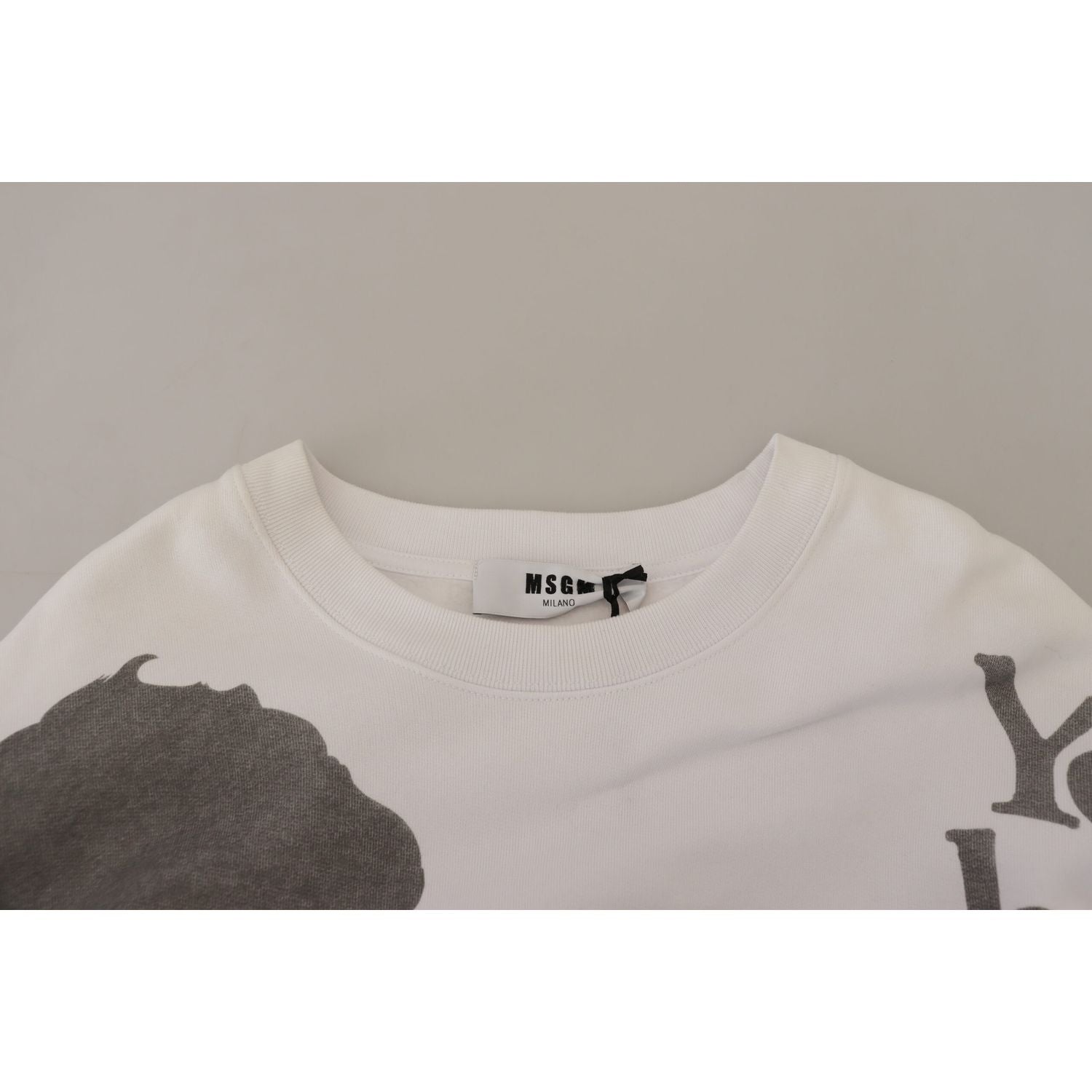 MSGM White Cotton Crewneck Pullover Sweatshirt Sweater